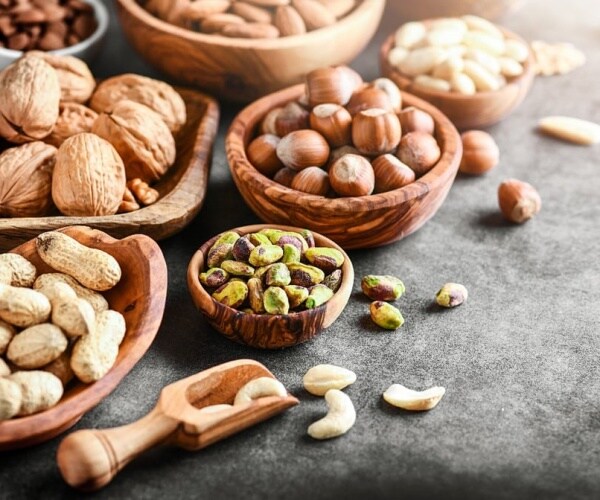 bowls of different types of nuts