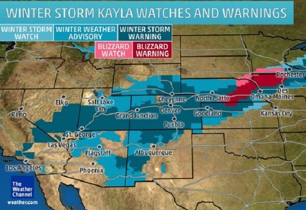 Midwest Blizzard, aka Winter Storm Kayla, Sweeps Eastward