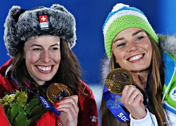 Women's Downhill Tie for Gold a First in Olympic Skiing