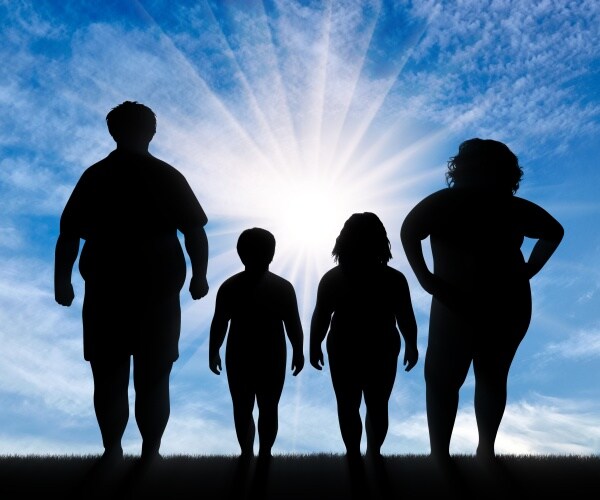 illustration of parents, two children, with obesity