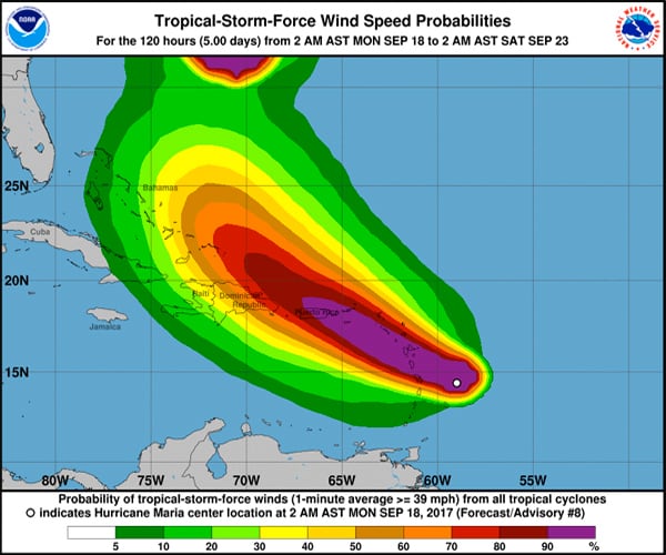 Hurricane Maria Approaches as Jose Skirts East Coast