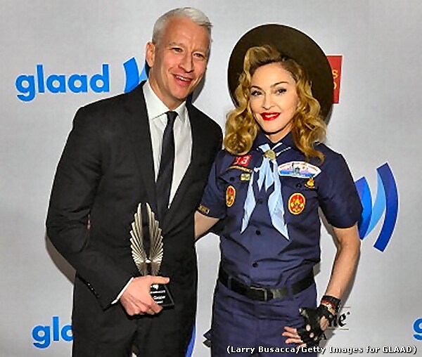 Anderson Cooper Kisses Madonna at GLAAD Awards, Receives Honor