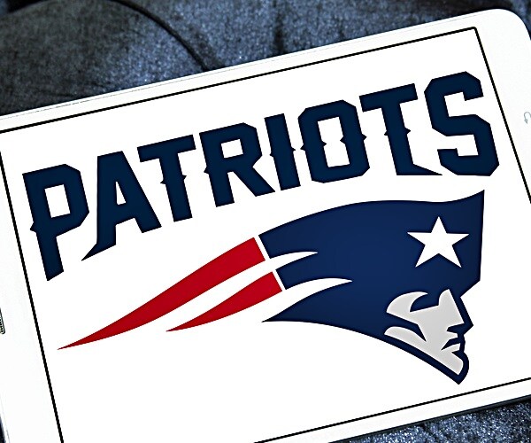 new england patriots american football team logo on computer pad screen