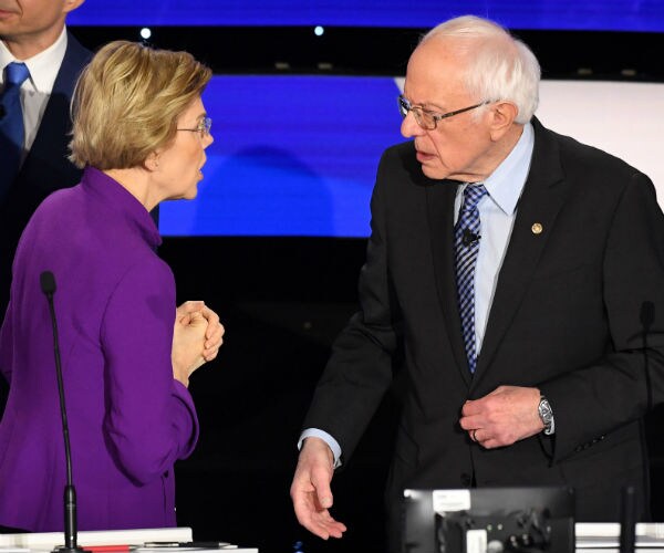 democratic presidential candidates sen elizabeth warren and sen bernie sanders 