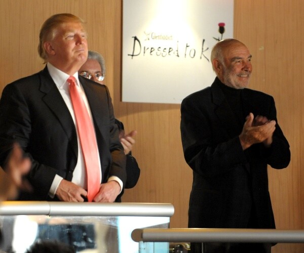 donald trump and sean connery look on