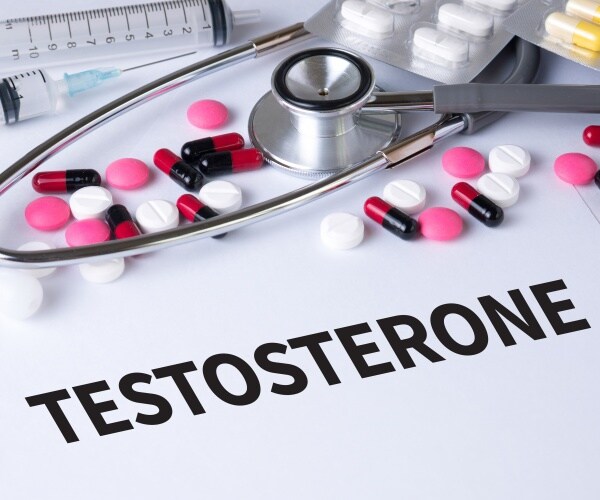 pills, syringe and 'testosterone therapy'