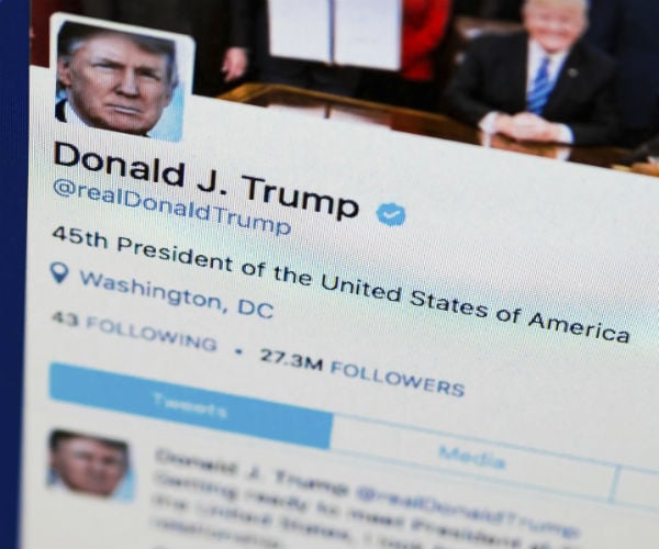 donald trump's twitter account is seen on a computer screen