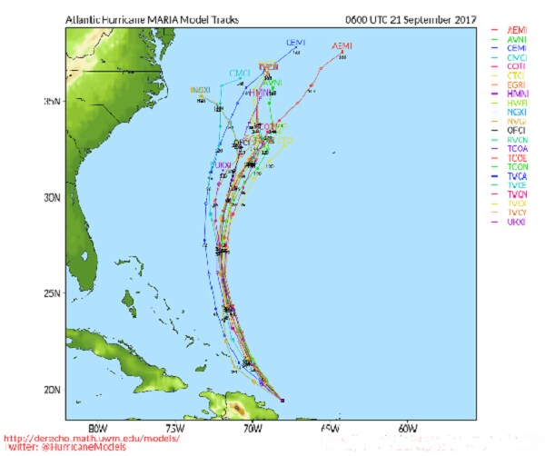 Hurricane Maria Spaghetti Models All Agree East Coast Safe