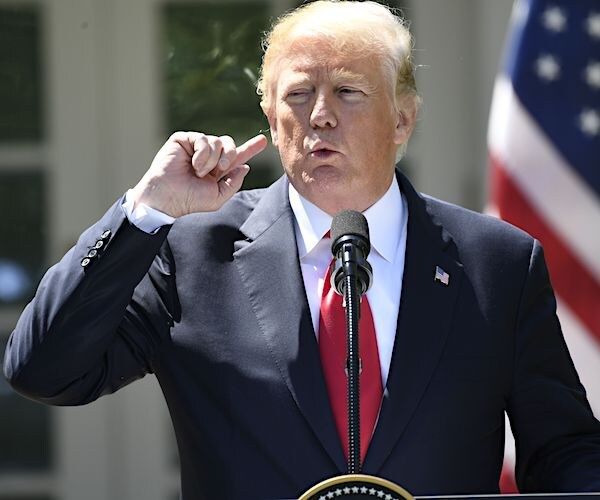 president donald trump delivers a speech from the white house lawn