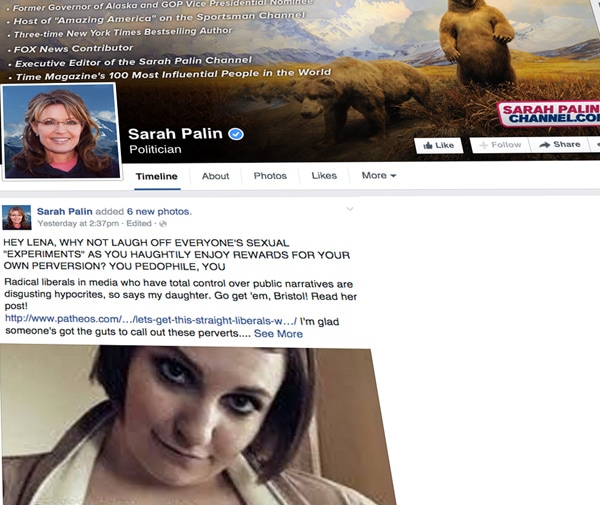 Sarah Palin Slams Media Double Standard in Duggar, Lena Dunham Cases