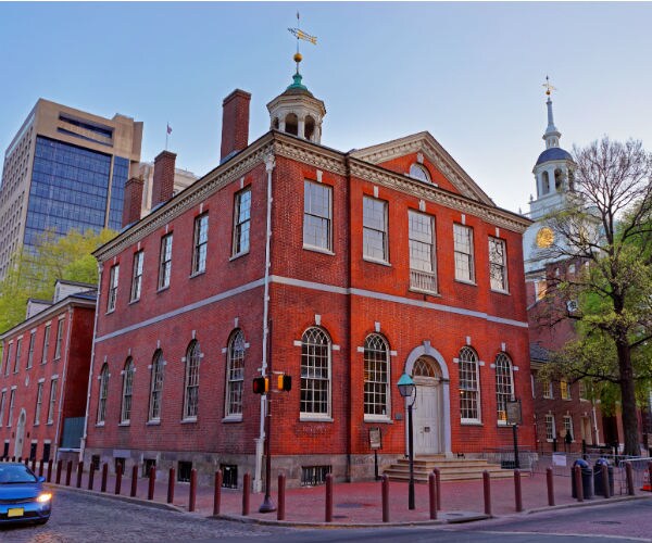 old city hall and independence hall philadelphia 