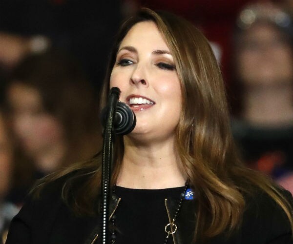 ronna mcdaniel speaks during a campaign rally