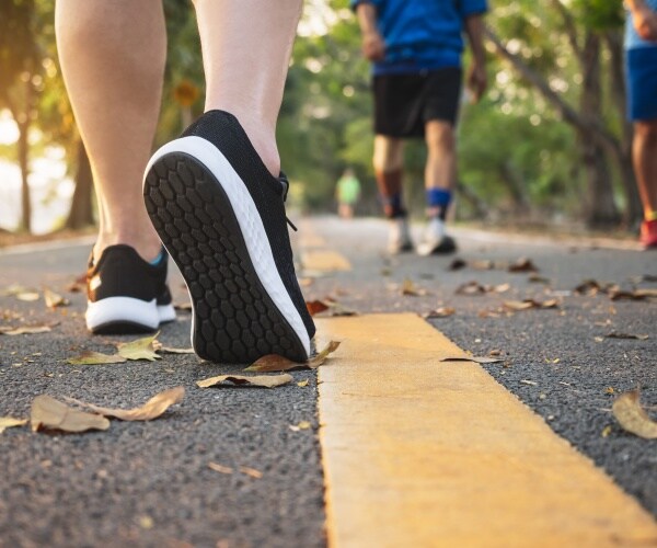 people walking on cement path in park