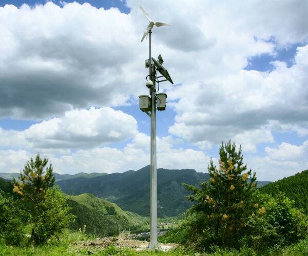 wind and solar power monitor in wutai mountain shanxi china.