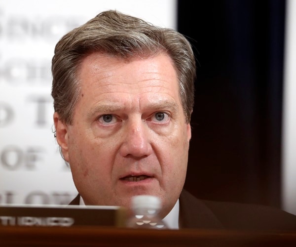 mike turner sits at the hearing bench and speaks to witness Marie Yovanovitch 