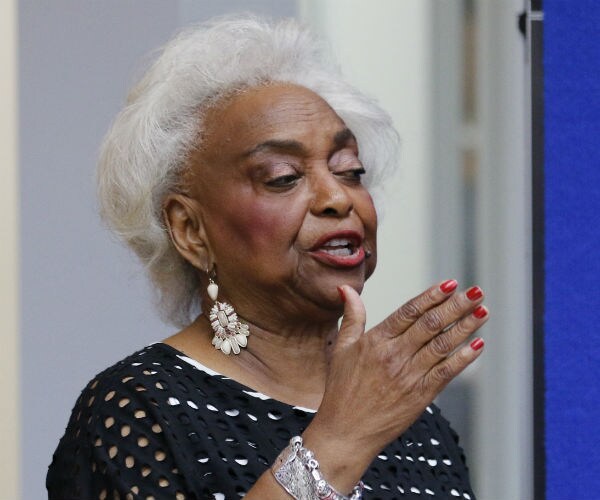 brenda snipes, broward county supervisor of elections, gestures with her right hand as she speaks