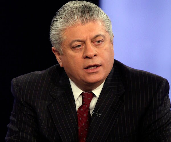 Andrew Napolitano sits and speaks on television about president donald trump