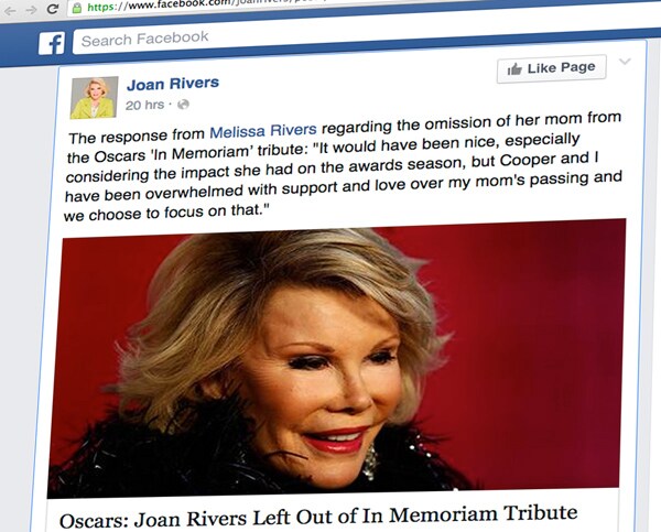 Melissa Rivers Not Letting Mom's Oscars 'In Memoriam' Snub Get Her Down