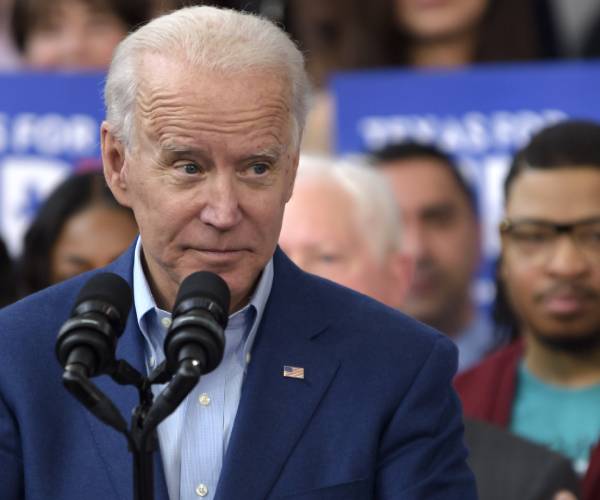 biden speaking at a rally