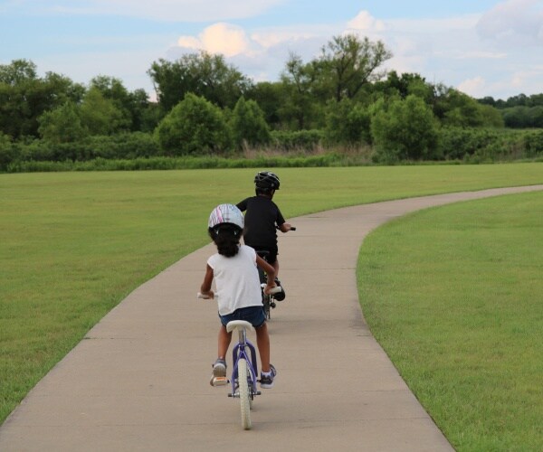 kids riding bikes