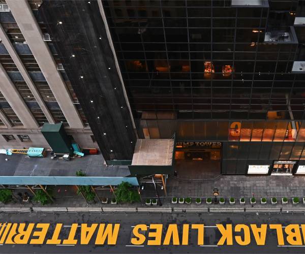 Black Lives Matter Mural Vandalized in Front of Trump Tower for 2nd Time