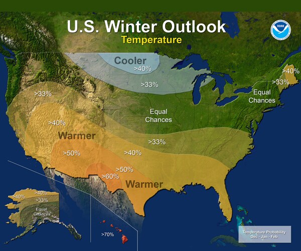 Winter Outlook: Colder, Wetter in North, Warmer in South