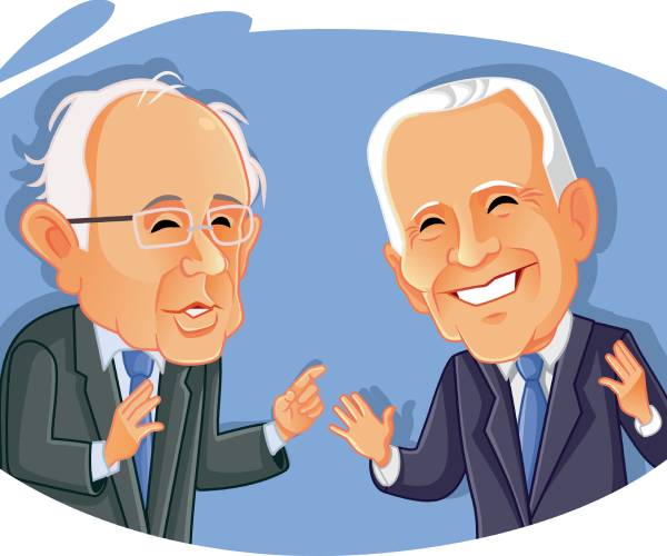 charicatures of bernie sanders and joe biden