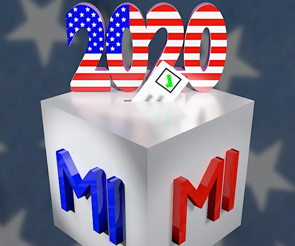 a graphic showing michigan ballot box with 2020 on it