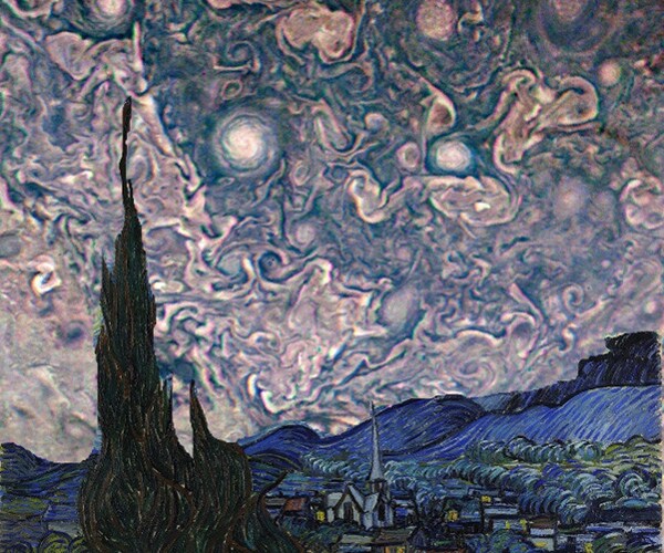 Jupiter Clouds: Van Gogh's Masterpiece 'Starry Night' Emerges in a Juno Flyby