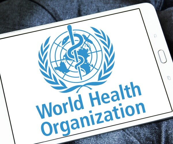 screen of phone/tablet has World Health Organization and log on it