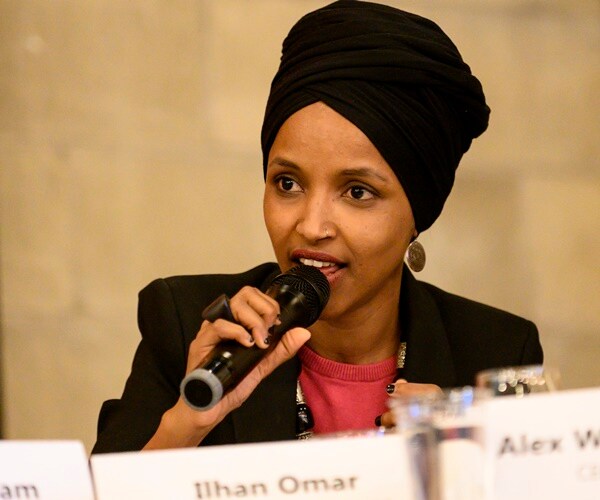 ilhan omar speaks at a town hall forum