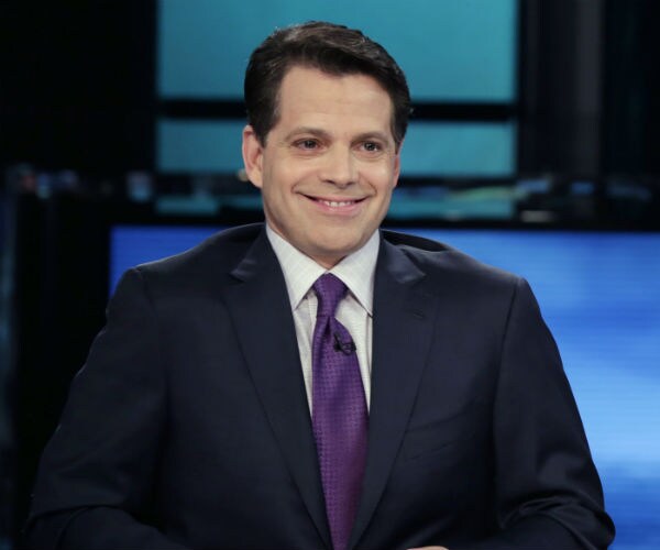 a smiling anthony scaramucci is shown in dark suit, white dress shirt and purple tie