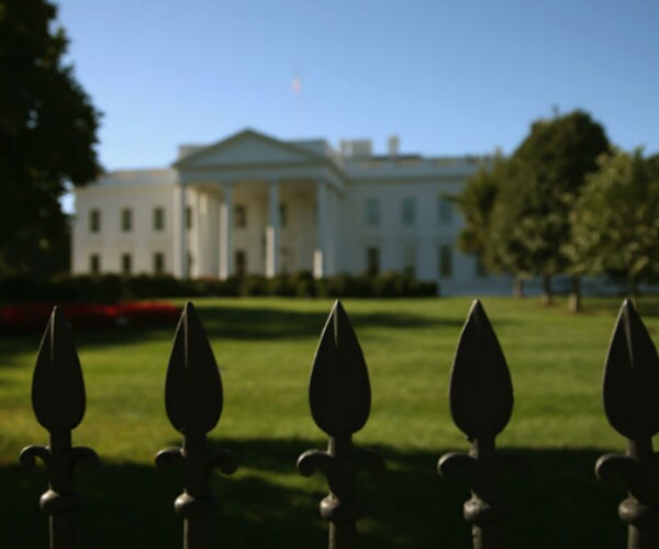 a spring view of the outside of the white house