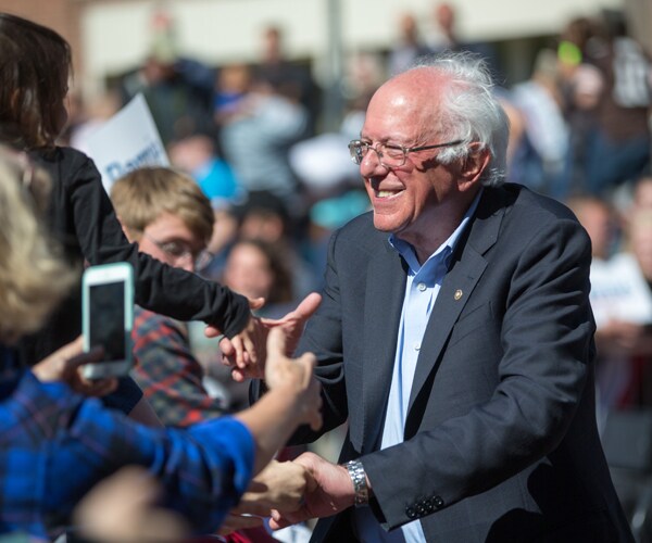 Sen. Bernie Sanders, I-Vt., greets supporters in New Hampshire