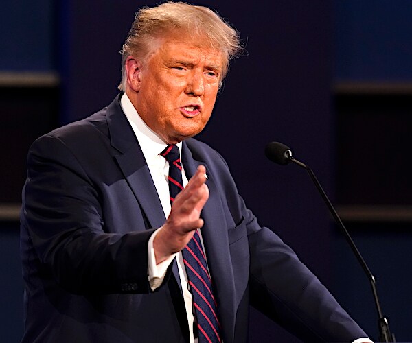 president donald trump makes a point during the first debate