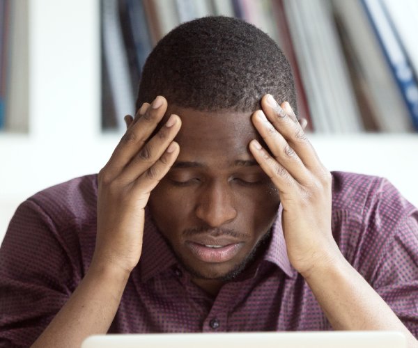 Frustrated man feeling depressed.