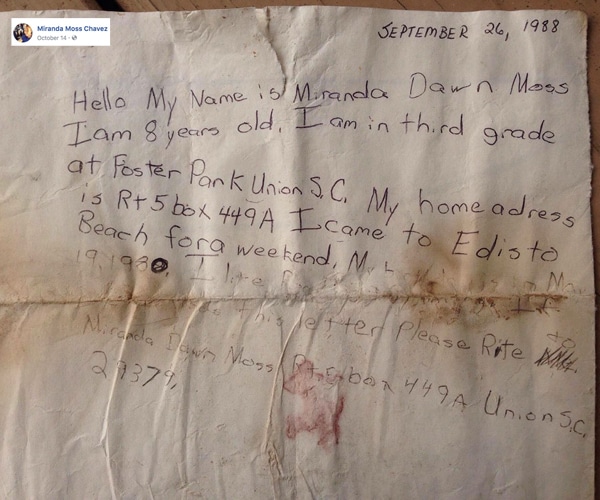 Message in a Bottle Found 29 Years Later on Facebook