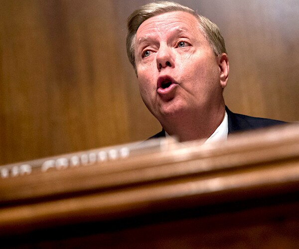 lindsey graham speaks during a senate judiciary committee hearing with attorney general william barr