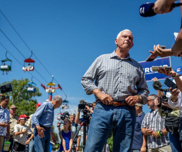 Mike Pence speaks to members of the media