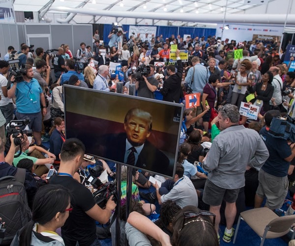 Bernie Sanders Protesters Storm the Press Tent at Democratic Convention