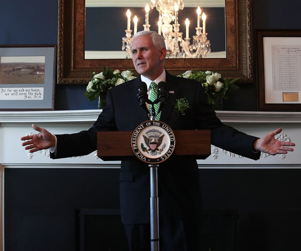 Vice President Mike Pence during a St. Patrick's Day breakfast in 2017