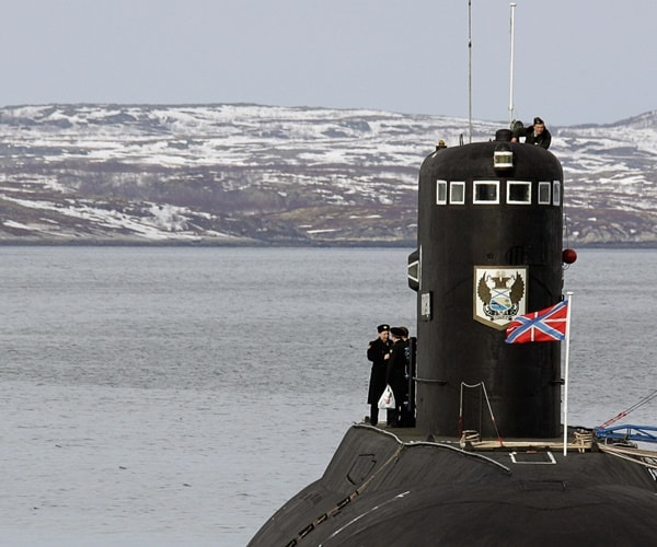 a russian submarine at russia's norther fleet base