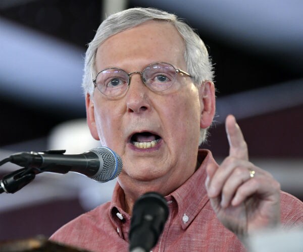 mitch mcconnell addresses the audience gathered at the fancy farm picnic in fancy farm, kentucky