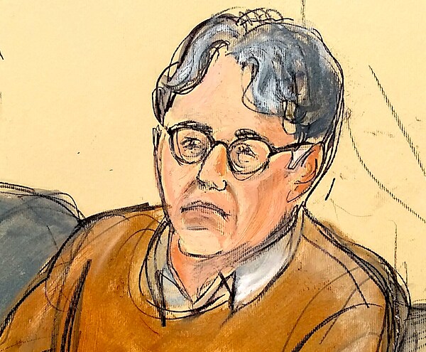 Keith Raniere, leader of the secretive group NXIVM, is shown in a courtroom artist's rendering