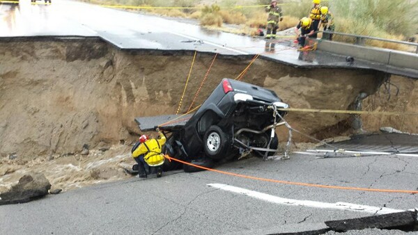 California Bridge Collapse: Heavy Rains Destroy Remote Part of I-10