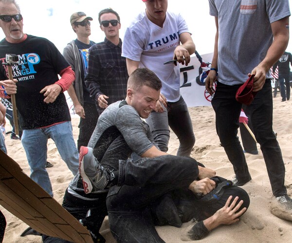 Pro-Trump Rally Turns Violent at California Beach; 4 Arrested