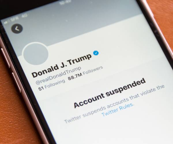 a smartphone with donald trumps deleted twitter account called up