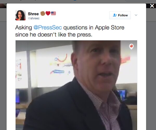 Apple Store Confrontation of Sean Spicer by Customer Goes Viral