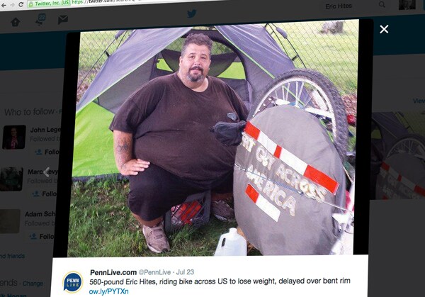 Eric Hites, 560-Pound Man, Biking Across Country to Change His Life