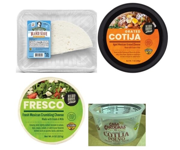 four of the recalled cheese, dairy products